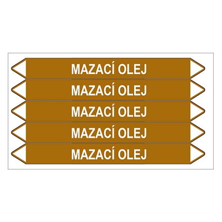 Značení potrubí, mazací olej,5 ks, 150 × 12 mm